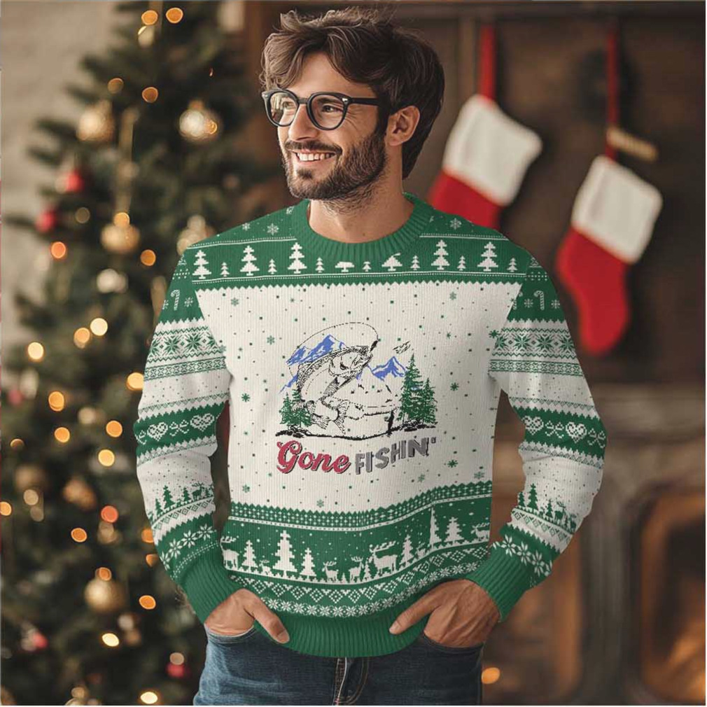 Gone Fishing Ugly Christmas Sweater Trout Fishing Lover Montane Forest Gone Fishing Ugly Christmas Sweater Trout Fishing Lover Montane Forest