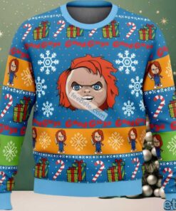 Good Guys Chucky Ugly Christmas Sweater Adults Yellow Blue, hoodie, sweater, long sleeve and tank top Good Guys Chucky Ugly Christmas Sweater Adults Yellow Blue