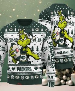 Green Bay Packers Grinch With Ball NFL Ugly Christmas Sweater Green Bay Packers Grinch With Ball NFL Ugly Christmas Sweater