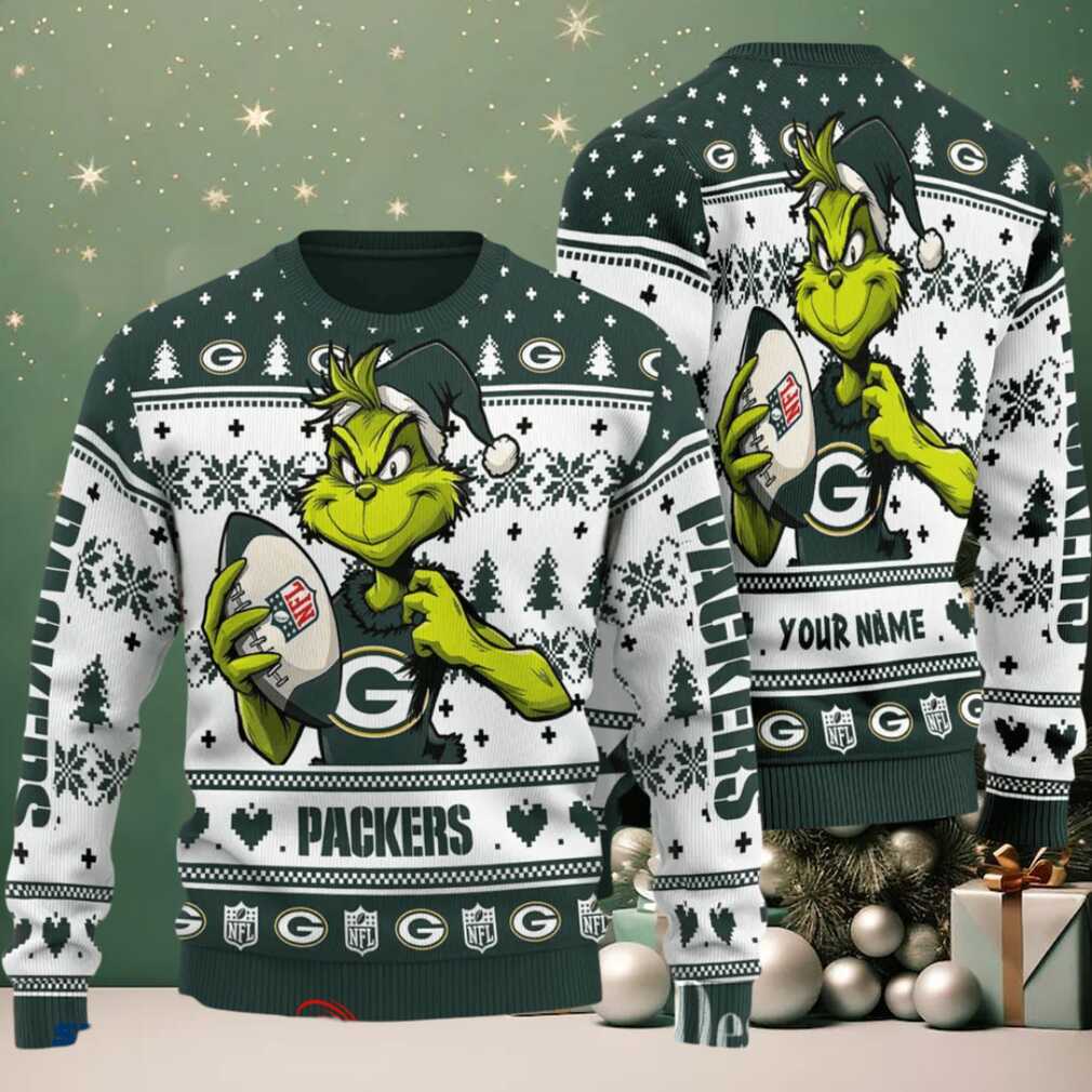 Green Bay Packers Grinch With Ball NFL Ugly Christmas Sweater Green Bay Packers Grinch With Ball NFL Ugly Christmas Sweater