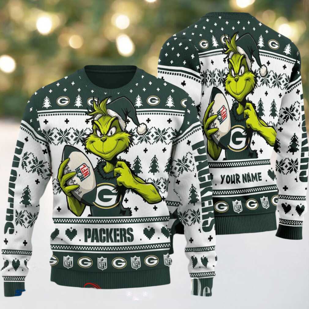 Green Bay Packers Grinch With Ball NFL Ugly Christmas Sweater Green Bay Packers Grinch With Ball NFL Ugly Christmas Sweater