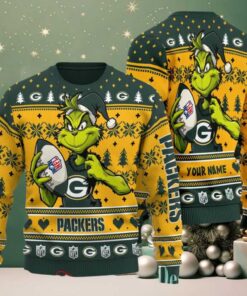Green Bay Packers Grinch With Ball NFL Ugly Christmas Sweaters Green Bay Packers Grinch With Ball NFL Ugly Christmas Sweaters