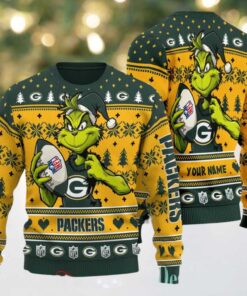 Green Bay Packers Grinch With Ball NFL Ugly Christmas Sweaters