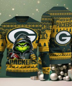 Green Bay Packers Grinch With Ball Ugly Christmas Sweaters Green Bay Packers Grinch With Ball Ugly Christmas Sweaters