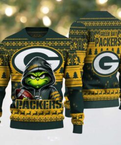 Green Bay Packers Grinch With Ball Ugly Christmas Sweaters