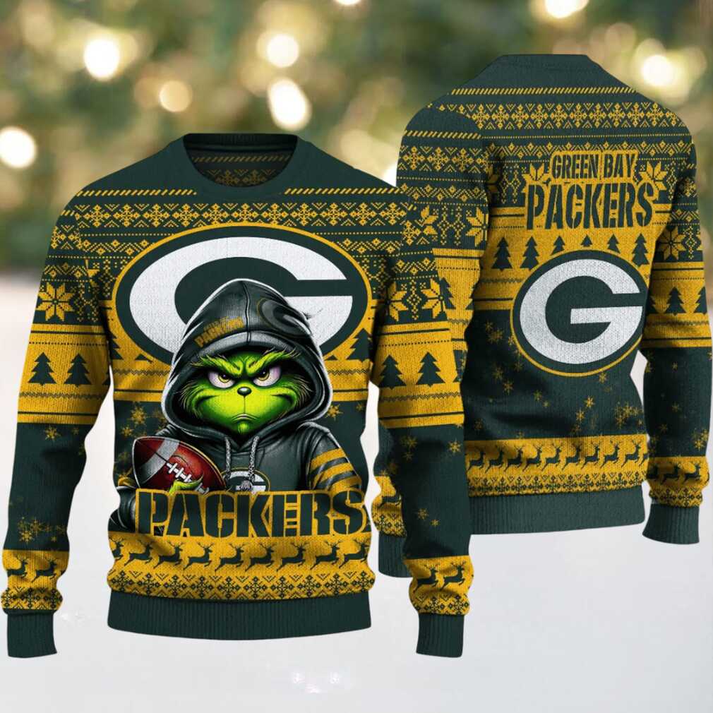 Green Bay Packers Grinch With Ball Ugly Christmas Sweaters Green Bay Packers Grinch With Ball Ugly Christmas Sweaters