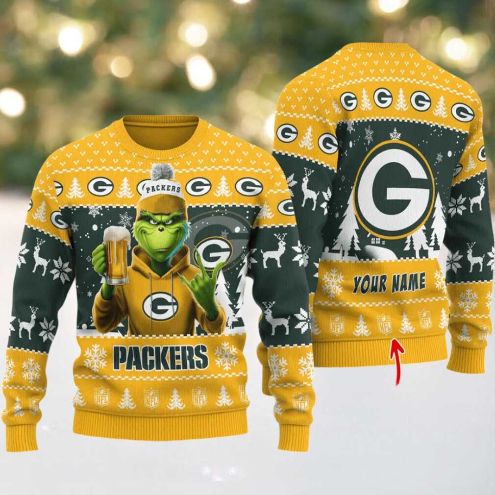 Green Bay Packers Grinch With Beer Ugly Christmas Sweater Green Bay Packers Grinch With Beer Ugly Christmas Sweater