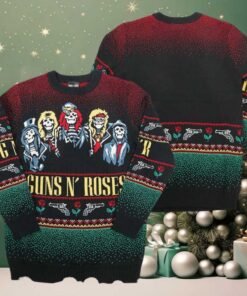 Guns N Roses Holiday 19 Bravado Band Members Skeletons Holiday Ugly Christmas Sweater