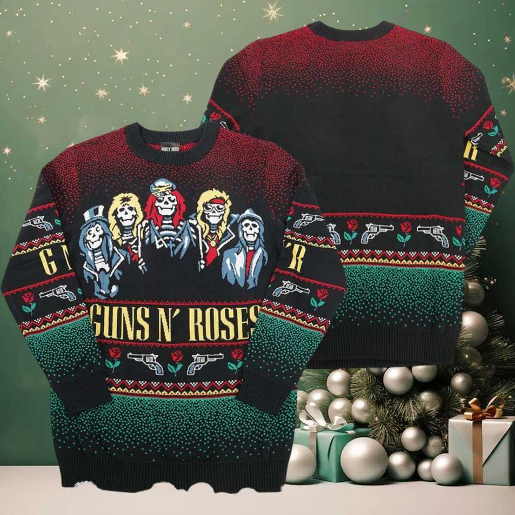 Guns N Roses Holiday 19 Bravado Band Members Skeletons Holiday Ugly Christmas Sweater Guns N Roses Holiday 19 Bravado Band Members Skeletons Holiday Ugly Christmas Sweater