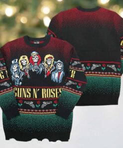 Guns N Roses Holiday 19 Bravado Band Members Skeletons Holiday Ugly Christmas Sweater