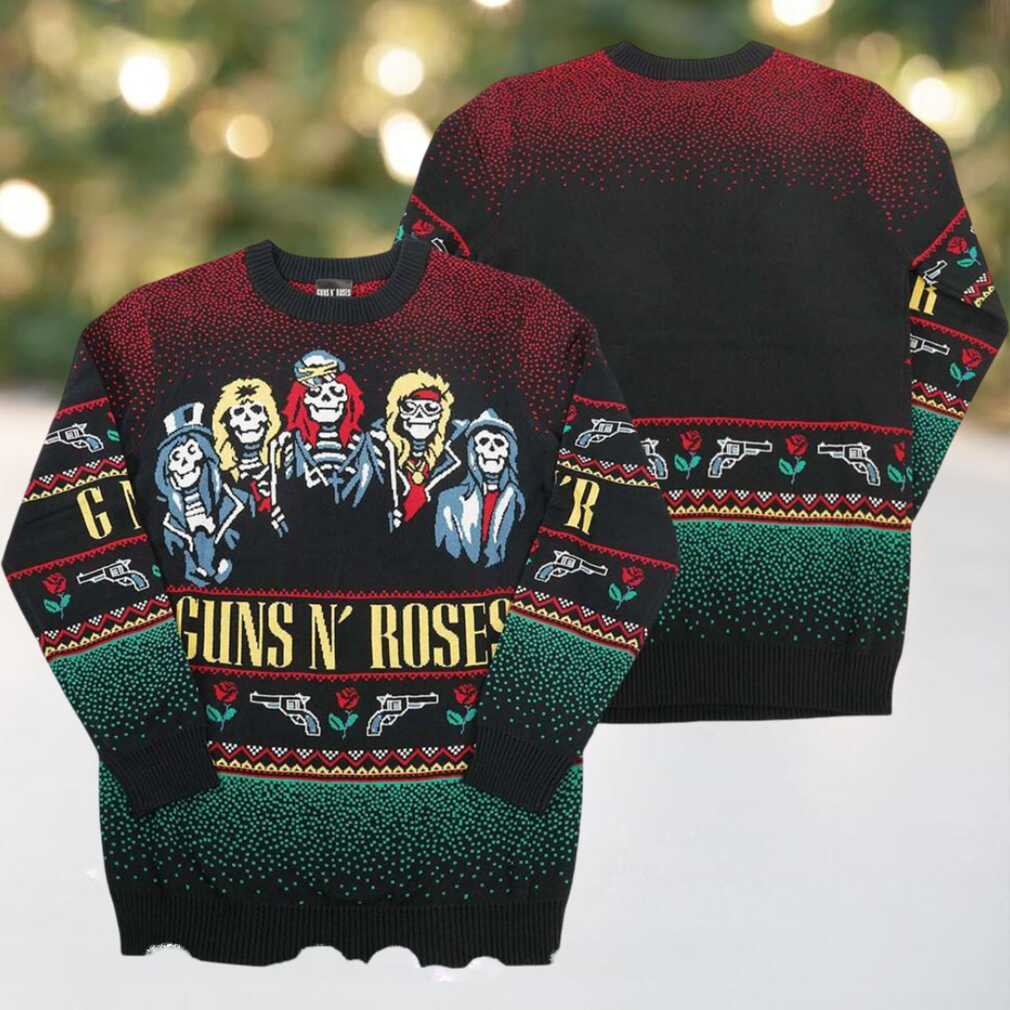 Guns N Roses Holiday 19 Bravado Band Members Skeletons Holiday Ugly Christmas Sweater Guns N Roses Holiday 19 Bravado Band Members Skeletons Holiday Ugly Christmas Sweater
