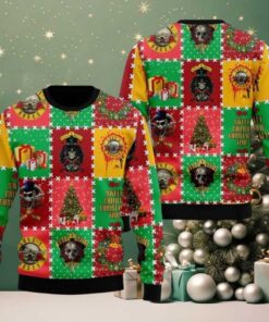 Guns N Roses Sweet Child O Christmas Time Knitted Checker Board Pattern Holiday Theme Christmas Ugly Sweater