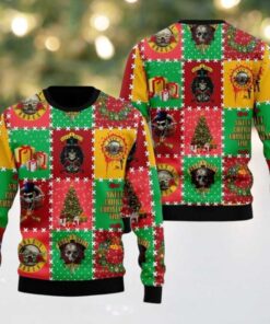 Guns N Roses Sweet Child O Christmas Time Knitted Checker Board Pattern Holiday Theme Christmas Ugly Sweater