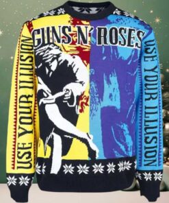 Guns N Roses Use Your Illusion Album Split Yellow And Blue Album Cover Ugly Christmas Sweater Jumper