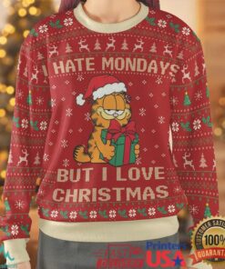 Hate Monday But Love Xmas Garfield Ugly Christmas Sweatshirt, hoodie, sweater, long sleeve and tank top Hate Monday But Love Xmas Garfield Ugly Christmas Sweatshirt