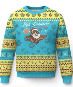 Hawaii Ugly Christmas Sweater Beach Holiday Xmas Palm Tree Slay Santa