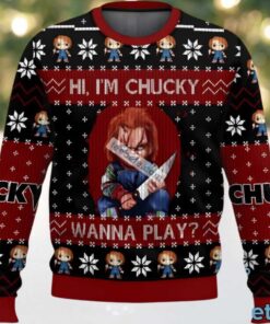 Hi Im Chucky Wanna Play Ugly Christmas Sweater Cute Black Blue