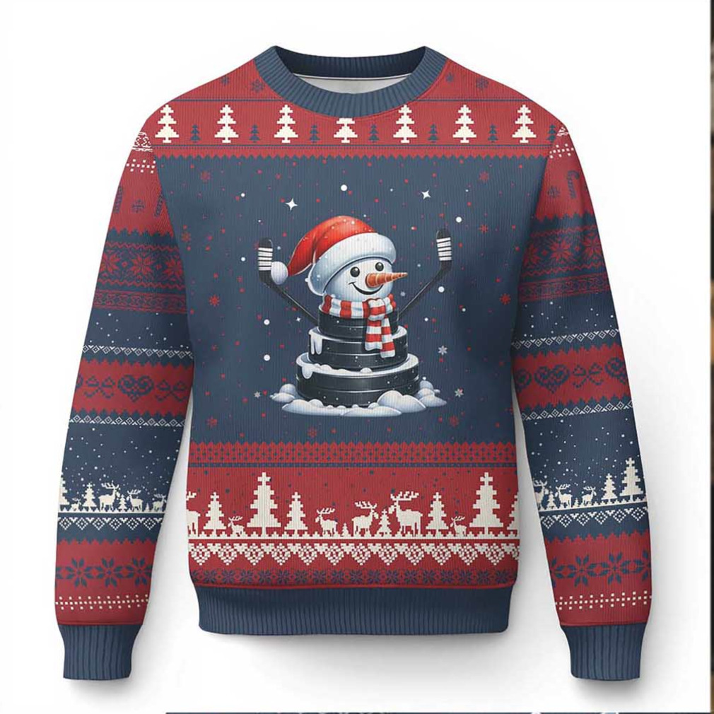 Hockey Puck Snowman Ugly Christmas Sweater Funny Holiday Xmas Gift Hockey Puck Snowman Ugly Christmas Sweater Funny Holiday Xmas Gift