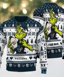 Houston Texans Grinch With Ball NFL Ugly Christmas Sweaters