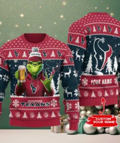 Houston Texans Grinch With Beer Ugly Christmas Sweater Houston Texans Grinch With Beer Ugly Christmas Sweater