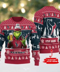Houston Texans Grinch With Beer Ugly Christmas Sweater