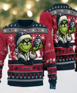 Houston Texans Grinch With Ornament Ugly Christmas Sweater