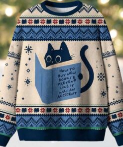 How to Buy New Books Funny Black Cat Ugly Christmas Sweater