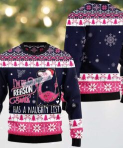 I Am The Reason Santa Party Flamingo Ugly Christmas Sweater
