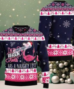 I Am The Reason Santa Party Flamingo Ugly Christmas Sweater