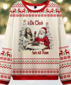 In Da Clerb We All Fam Jesus Christian Ugly Christmas Sweater