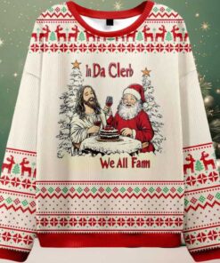 In Da Clerb We All Fam Jesus Christian Ugly Christmas Sweater