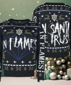 In Flames In Santa We Trust Big Logo Bravado Holiday Christmas Sweater