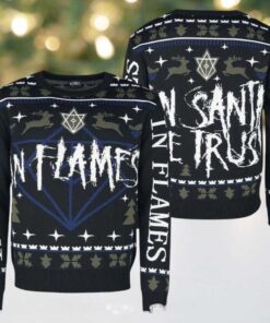 In Flames In Santa We Trust Big Logo Bravado Holiday Christmas Sweater