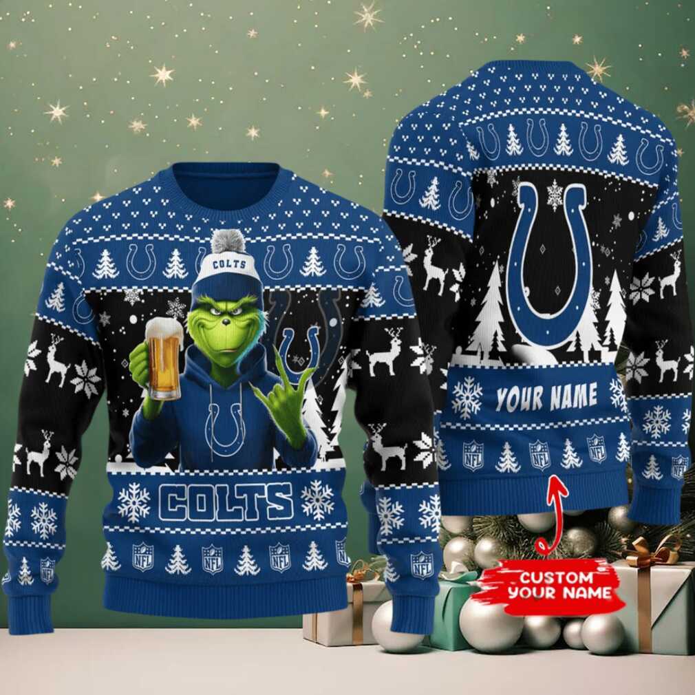 Indianapolis Colts Grinch With Beer Ugly Christmas Sweater Indianapolis Colts Grinch With Beer Ugly Christmas Sweater