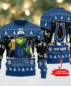 Indianapolis Colts Grinch With Beer Ugly Christmas Sweater