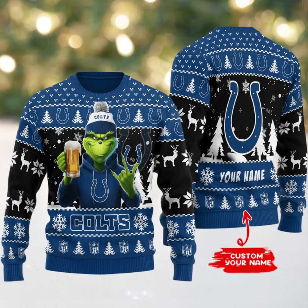 Indianapolis Colts Grinch With Beer Ugly Christmas Sweater Indianapolis Colts Grinch With Beer Ugly Christmas Sweater
