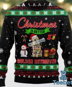 Is Better Golden Retriever Dog Dad Vintage Ugly Christmas Sweaters Black