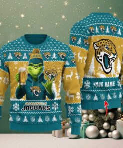 Jacksonville Jaguars Grinch With Beer Ugly Christmas Sweater Jacksonville Jaguars Grinch With Beer Ugly Christmas Sweater