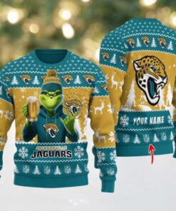 Jacksonville Jaguars Grinch With Beer Ugly Christmas Sweater