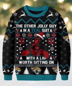 Jacksonville Jaguars Official NFL Deadpool Christmas Ugly Sweater NY