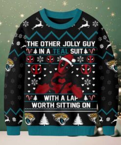 Jacksonville Jaguars Official NFL Deadpool Christmas Ugly Sweater NY