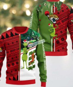 Jacksonville Jaguars The Grinch And Dog Max Ugly Christmas Sweaters Red Family