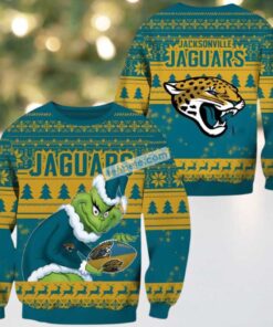 Jacksonville Jaguars The Grinch Stole Ball Ugly Christmas Sweater Green Vacation