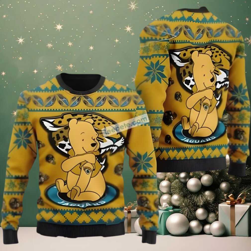 Jacksonville Jaguars Winnie The Pooh Ugly Christmas Sweater Yellow Vacation Jacksonville Jaguars Winnie The Pooh Ugly Christmas Sweater Yellow Vacation