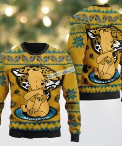 Jacksonville Jaguars Winnie The Pooh Ugly Christmas Sweater Yellow Vacation