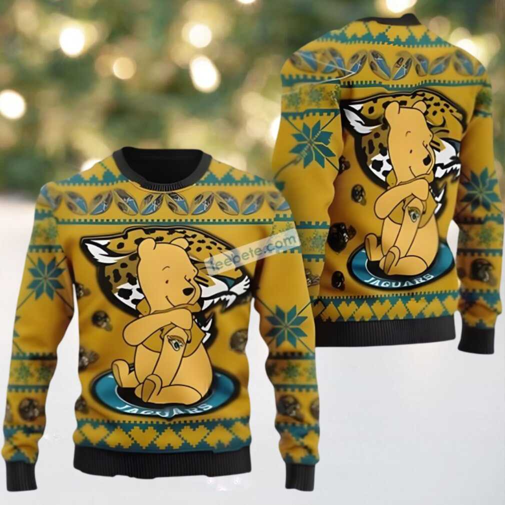 Jacksonville Jaguars Winnie The Pooh Ugly Christmas Sweater Yellow Vacation Jacksonville Jaguars Winnie The Pooh Ugly Christmas Sweater Yellow Vacation