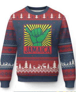 Jamaica Rasta Shaka Sign Ugly Christmas Sweater Retro Reggae Vibes