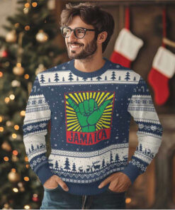 Jamaica Rasta Shaka Sign Ugly Christmas Sweater Retro Reggae Vibes, hoodie, sweater, long sleeve and tank top Jamaica Rasta Shaka Sign Ugly Christmas Sweater Retro Reggae Vibes
