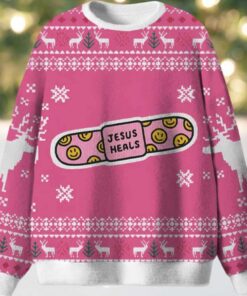 Jesus Heals Pink Christian Ugly Christmas Sweater