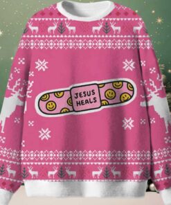 Jesus Heals Pink Christian Ugly Christmas Sweater